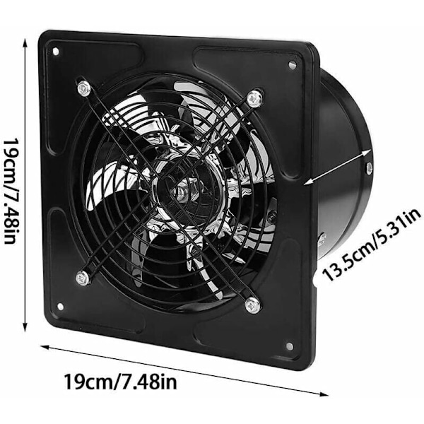 15 cm (6 tum) Luftutsugsfläkt, pärlhålsdiameter 150 mm, 40W väggmonterad utsugsfläkt för badrum och kök (svart)