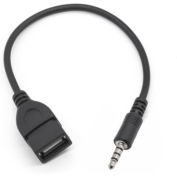 2 stk USB til Jack-adapter fra USB 2.0 til 3,5 mm hannlig Aux-stereolydplugg USB-konverter Jack-kontakt Musikkabel, egnet for bilradio, A