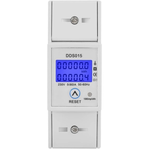 Enfas Energimåler 5-80A 230V 50Hz LCD Bakgrunnsbelysning Enfas Energimåler KWh Måler DIN Skinne Montering DDS015 Måler Watt KWh