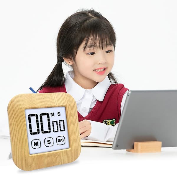 Betterlifefg-kökstimer, digital kökstimer med magnetisk LED-display (trästruktur)