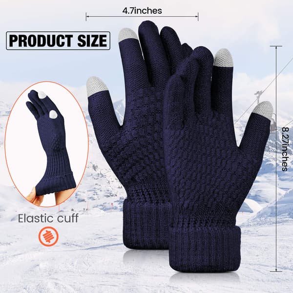 4 par dam vinter touch screen handskar varma fleece stickade handskar elastisk manschett vinterhandskar (svart+grå+mörk röd+marinblå)