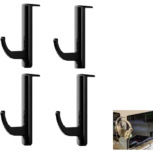 Hörlursfäste, 4-pack hörlursfäste, headsetfäste, headsetfäste, monitor headsetfäste, hålla headset spel svart