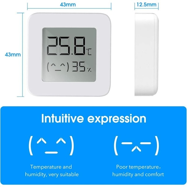 Bluetooth termometer hygrometer, mini digital termometer Digital inomhus hygrometer med hög precision, Bluetooth fuktighetstemperaturmätare för