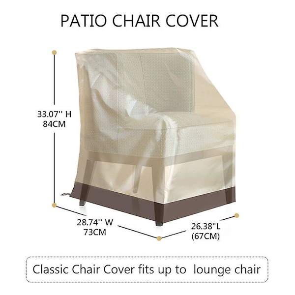 Patiostolsöverdrag, vardagsrum djup sitsöverdrag, kraftiga vattentäta utomhus gräsmatta uteplats möbelöverdrag, medium beige och brun BEIGE84x67x73cm
