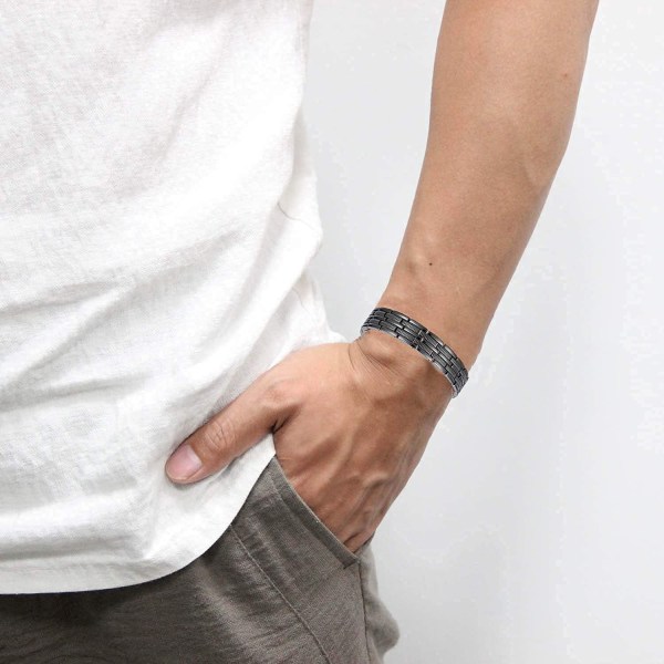 Magnetiskt armband i koppar för män, magnetisk öronstil, koppararmband med superstark magnet, justerbar storlek,