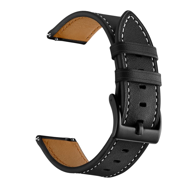 Læderrem, ægte læderrem, egnet til Samsung Watch 3/4, 22mm (sort)