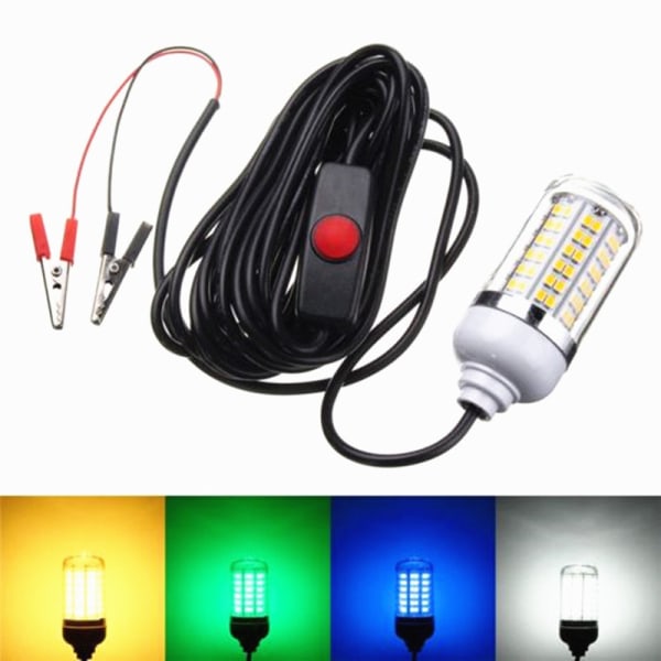 Vattentät undervattensfiskelampa 12V 15W 36/108 LED fiskfinderlampor med 5m kabel - Vitt ljus (Stil: 108LED-pärlor)