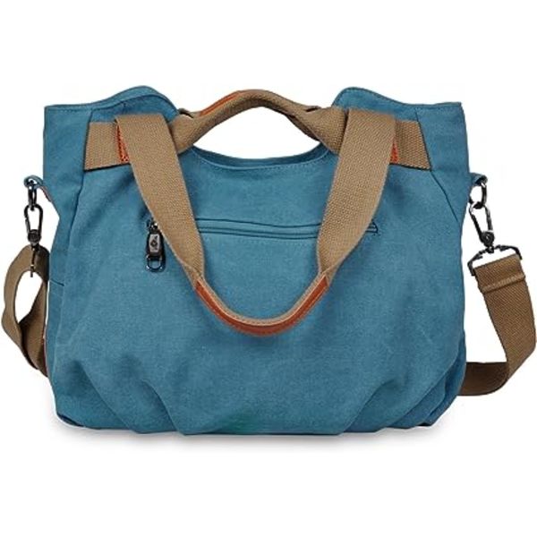 (blå) Dam Canvas Handväska Axelväska Crossbody Väska Handväska Burna Väskor Axelväskor
