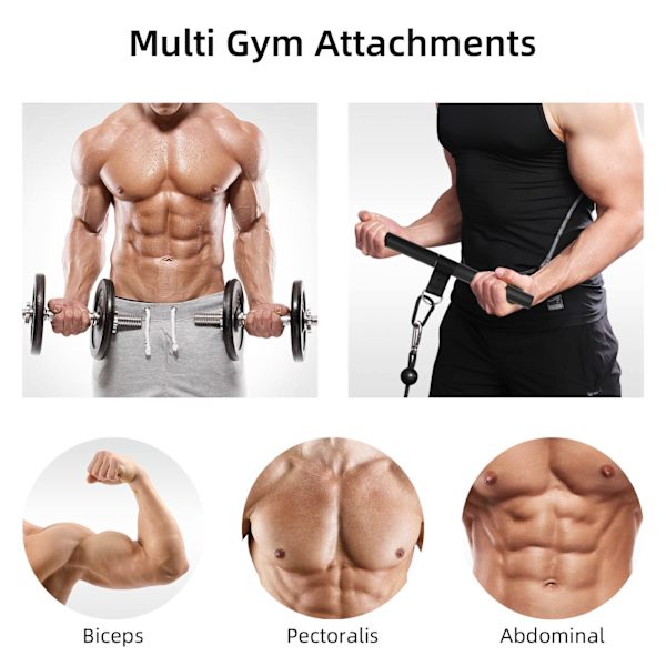 Roterende triceps biceps stang rett stang DIY pull up stang fitness hjemmetrening tilbehør skivestang kroppsbygger med mykt håndtak og karabinkrok