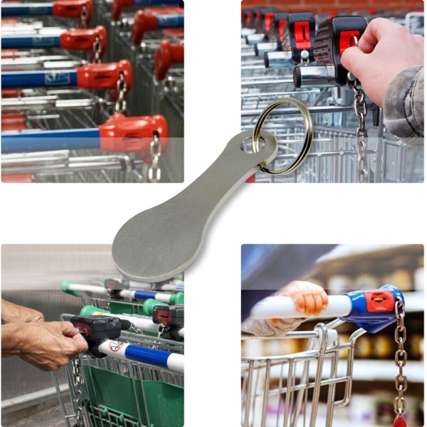UNIVERSAL PASS PARTOUT for supermarket trolley, shopping cart key ring, stainless steel shopping cart token key, pass partout for shopping carts (2