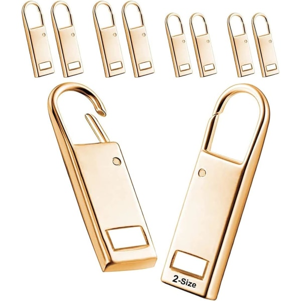 8 Piece Gold Zipper Repair Pulls, Replacement Zip Tabs, Zipper Fastener, Suitcase, Backpack, Zipper Repair Pull (Gold)