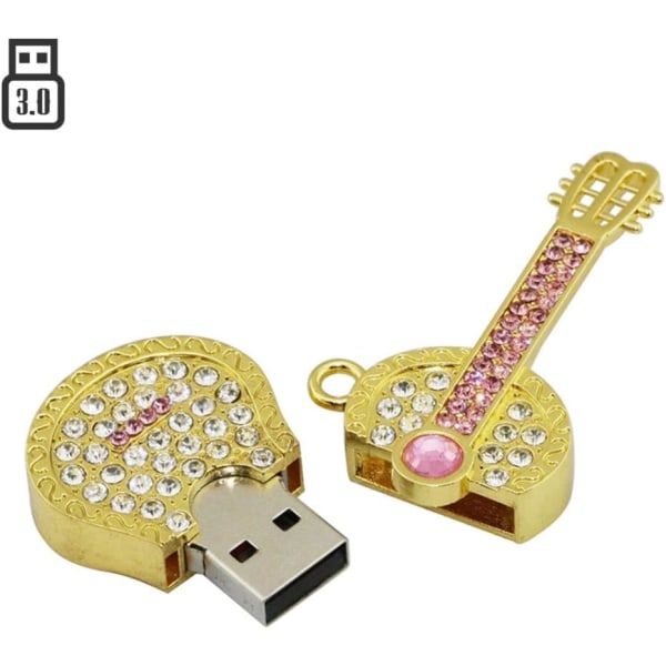 8 GB metal guitar USB-drev (guld), model 3.0 USB-flashdrev, datalagring thumb drive memory stick