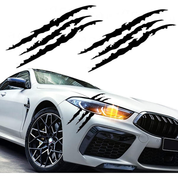 Bilsticker Klor Scratch, 2 stk. Klo Merke Bil Dekal Svart Klo Merker Frontlykt Dekal Klo Merke Klistremerke Vanntett Monster Klo Scratch Dekal for Bil