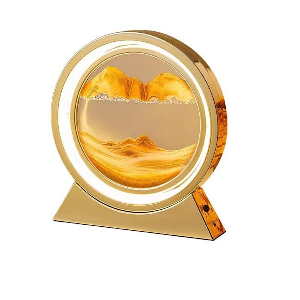 3D Timeglas LED Lampe, 25 cm Kviksand Natlampe Kviksand Bevægende Roterende Kunst Sand Scene Håndværk Bordplade Ornament, 3 Farver Dæmpning USB Bevægende Sa
