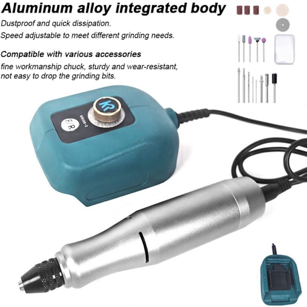Kompakt sliper 20 V, 3,2 mm chuck, elektrisk poleringsmaskin, bærbar korrigeringsmaskin, elektrisk graveringsverktøy, sliper med justerbar hastighet