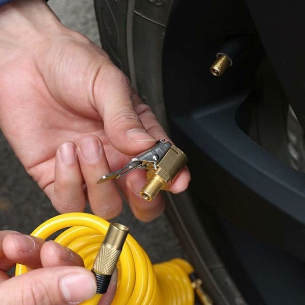 Renkaan täyttöletku 20 cm Musta ilmaletku renkaan täyttöputki 2 ilmapumpun adapterilla, letku auton renkaiden täyttöön