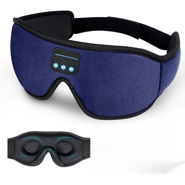 3D Bluetooth Søvnmaske - Vaskbar med Ultratynde Stereohøjttalere & Mikrofon til Søvnløshed & Rejser (Blå)