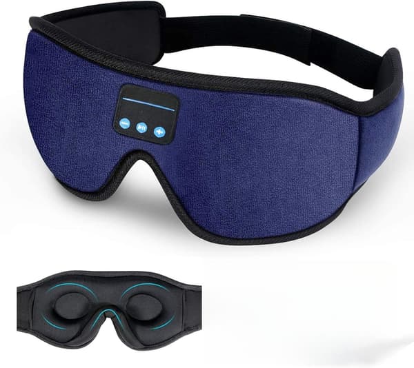 3D Bluetooth Søvnmaske - Vaskbar med Ultratynne Stereohøyttalere & Mikrofon for Søvnløshet & Reise (Blå)
