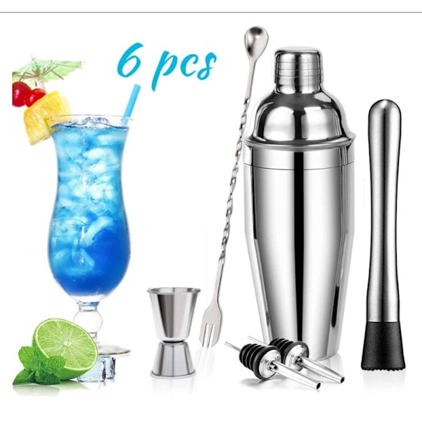 Glass Cocktail Shaker, Cocktail Mixer, Rustfritt stål tilbehør,