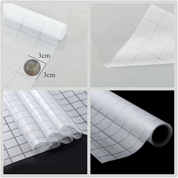 Elektrostatisk fönsterfilm Anti UV Anti-Peep Rutigt Mönster Fönsterdekal för Kontor Sovrum Kök Badrum (45 x 200 cm)