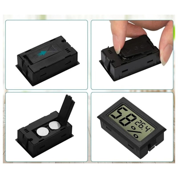 Mini Hygrometer Termometer Digital Inomhus Fuktighetsmätare med Temperatursensor för Växthus Bil Hemmakontor, Celsius (°C)