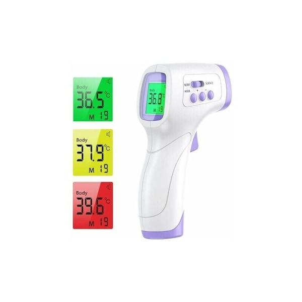 Infraröd panntermometer för vuxna med febervarning, panntermometer 2 i 1 kontakt med minnesfunktion, LCD-skärm