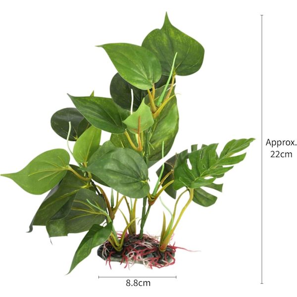 Kunstige planter for akvarier - Falske dekorasjoner - Akvariedekorasjoner grønne blader - 20 cm - Hjemmeakvarium - En naturalistisk og realistisk desi