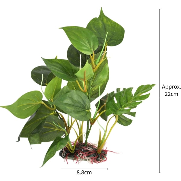 Kunstige planter til akvarier - Falske dekorationer - Akvariedekorationer grønne blade - 20 cm - Hjemmeakvarium - Et naturalistisk og realistisk desi