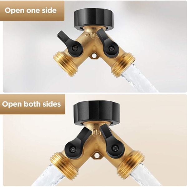 1 stk hageslange splitter, 2-veis hagekran Y-kran slangekobling for utendørs kran med koblinger og skive