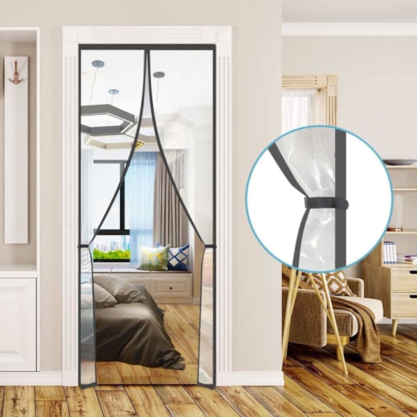 Magneettinen Eristetty Oviaukko - Itsesulkeutuva Läpinäkyvä Verkko (Sopii 36\"x82\") - Lämpösuoja Terassille/Keittiöön/Ilmastoiduille Huoneille