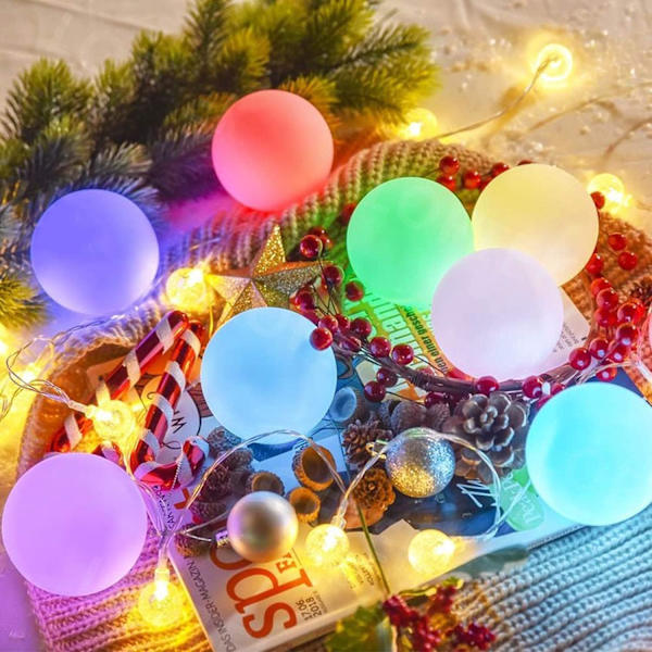 8cm LED flydende pool lys, 16 RGB farve skiftende bad nat lys, dæmpbar kugleformet spabad lys, børnevenlig, genopladelig glød bold med fjernbetjening