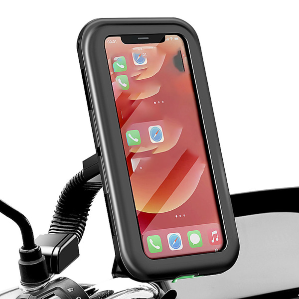 1 STK Motorcykel Scooter Bakspejl Telefonholder. med aftagelig vandtæt pose, anti-vibration, alle spejle, kompatibel med alle mærker