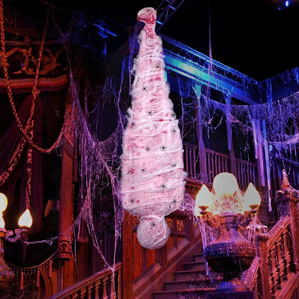 Halloween indendørs udendørs indendørs rekvisitter uhyggeligt lig falsk spindelvæv med edderkop hjemsøgt hus træ hængende dekoration