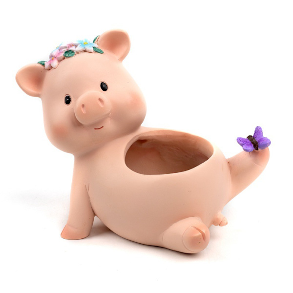 Pink Cute Pig Flowerpot Cute Animal Pig Shaped Resin Succulent Planter Flower PotCute Pig Succulent Planter Pot Decor