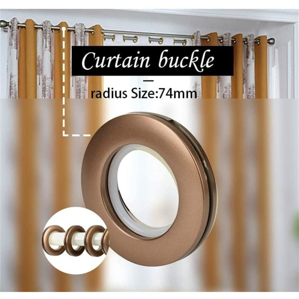 40mm Gardinringe Runde Gardinenstangenringe Kunststoff Gardinenösen Clips 32 Stück Kaffee Matt, für Vorhang Fenster Dusche Garderobe Tür