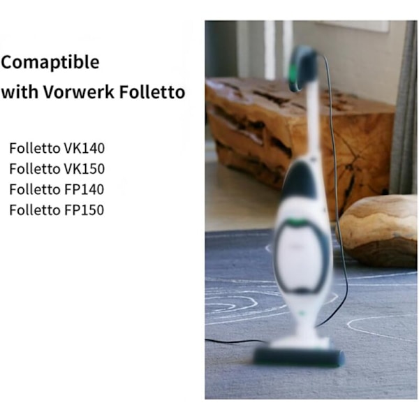 Sarja 6 VK140 korkean hyötysuhteen pölynimuripussia Vorwerk VK150 FP140 Kobold -pölynimurille, 27,511,5 cm