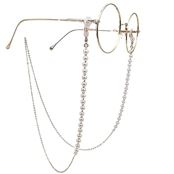 2 briller kæder (hvid og sort), perle briller kæder, anti slip, anti tab briller kæder, snore, solbriller briller stropper, presbyopiske glas