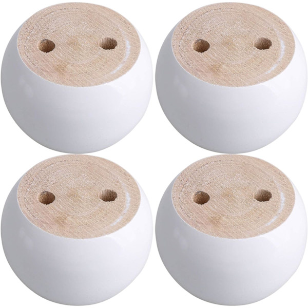 Sats med 4 runda möbelben i vit eukalyptus 8 x 8 x 5 cm Kan bära en vikt på cirka 100 kg