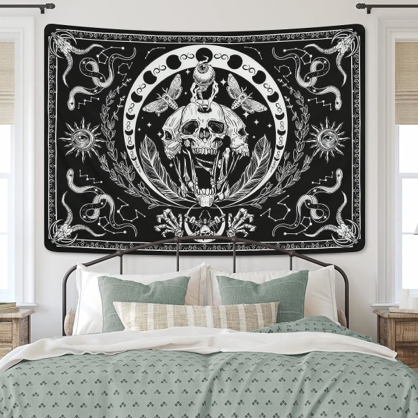 Skull Black and White Tapestry 51,2 x 59,1 tommer