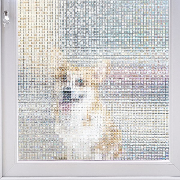Tinted Rainbow Window Film: Translucent Mosaic Window Privacy Fil