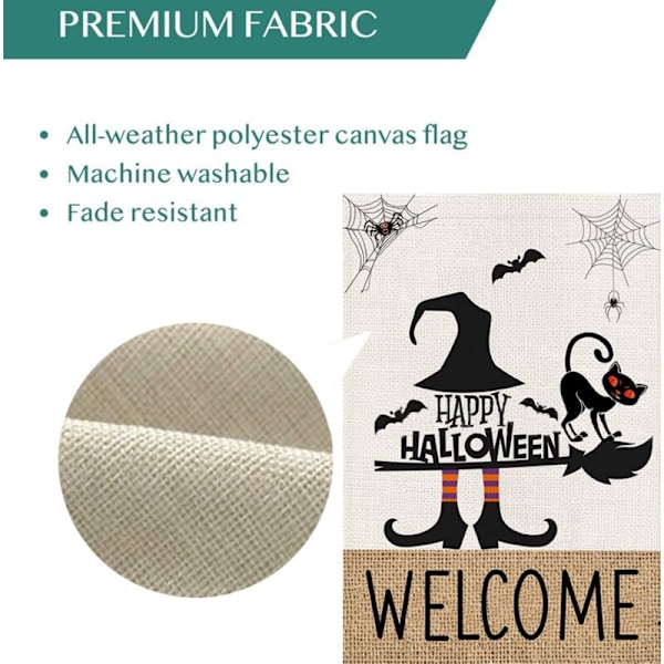 Kaksipuolinen pystysuora puutarhalippu Halloweeniin, ulkokoriste