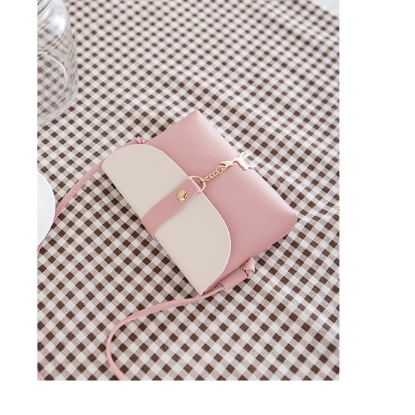 Small cross body bag (pink) with deer pendant, PU leather cross body shoulder bag, girl's mobile phone wallet