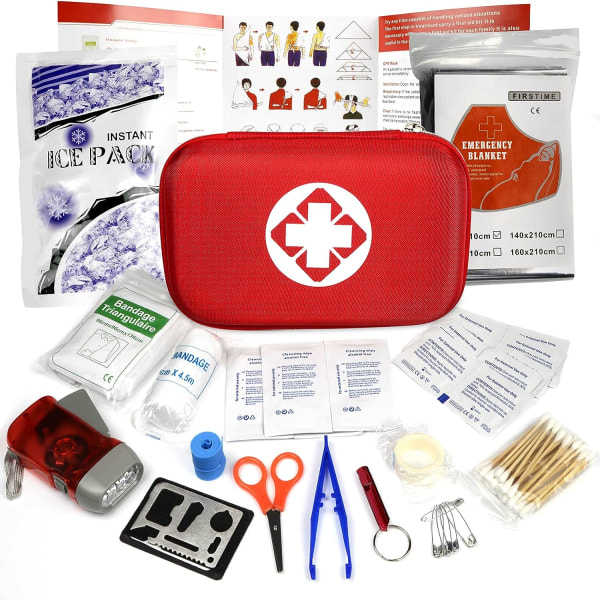 Kit 18 artiklar, röd halvstyv minibox Vattentät Medica