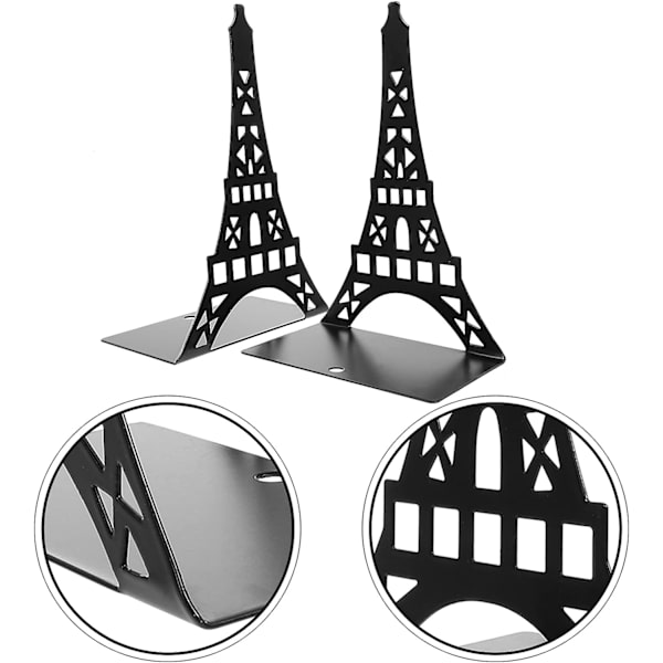 2-osainen Eiffel-tornin kirjanpidin, metalliset kirjatukit, tornin muotoinen hylly, työpöydän sisustus, järjestäjä kirjoille, elokuville, videopeleille, 21 x 14 x 9 cm