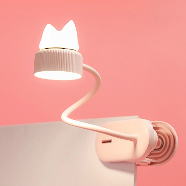 Fleksibel lyserød med originalt nattelys/Med USB-genopladeligt batteri/LED-læselampe  Læselampe til skrivebord, seng, sengebord - Lys, praktisk -