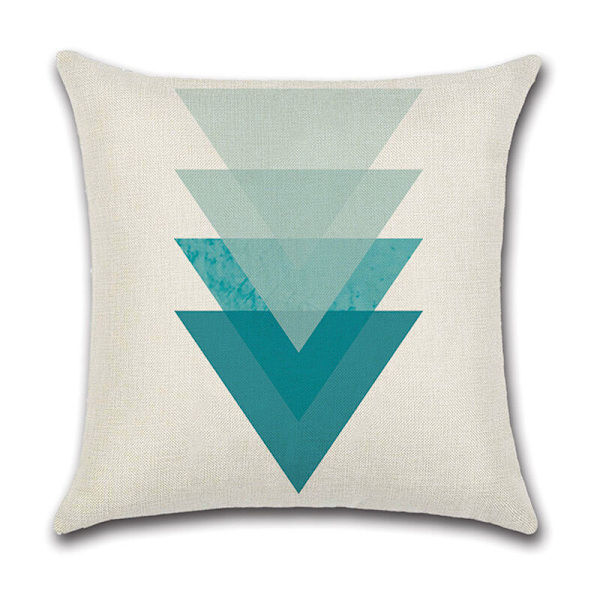 4 st kuddöverdrag 45 x 45 cm, dekorativa fyrkantiga örngott sofföverdrag blå kudde triangelmönster geometriskt mönster bomull linne hus för sovrum