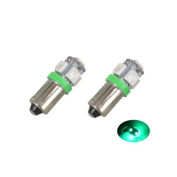 (Grön) Ba9s LED med 5 SMD5050-chips 2-pack T4W Silvergrå Grön Grön 2-pack