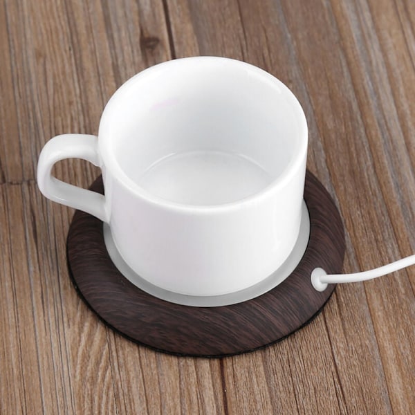 USB Värmeplatta för varma drycker, uppvärmda underlägg för skrivbord, te, kaffe, mörk träådring
