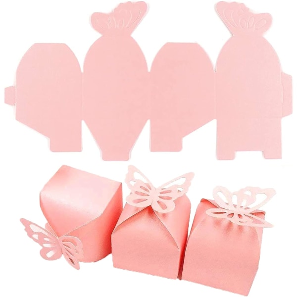 Butterfly Girl -kastelaatikko, 50 kpl vaaleanpunainen lahjarasia, helmi