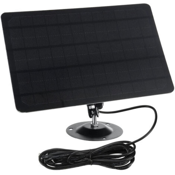10W 5V 2000mAh mikro-USB aurinkopaneeli, 360 asteen kierto, vedenpitävä seinälle asennettava monokiteinen piisiru aurinkopaneeli USB-kameralle, malli: Musta